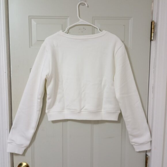 EQYL Sweatshirt Crop White Crewneck  Sise XL Womens Sport Sporty NWT - Picture 5 of 9